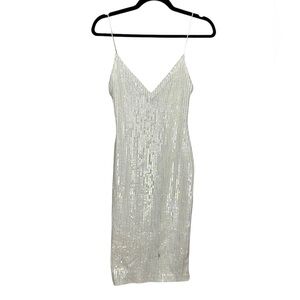 Retrofête White Sequin Midi Body-con Dress XS